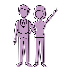 beautiful couple woman and man standing together characters vector illustration