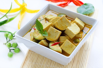 Green curry Tofu  vegetable food.