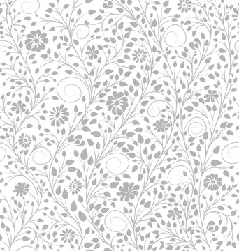 white floral background. vector seamless pattern