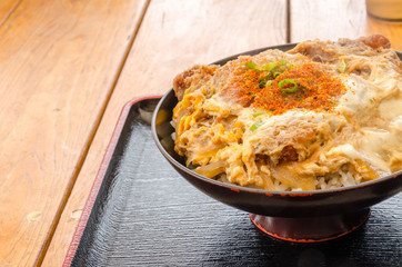 Grilled Pork Rice Bowl (Kutsu Don) in lunch time