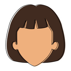 woman face smile expression cartoon character on white background vector illustration