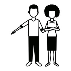 couple standing man and woman together people vector illustration