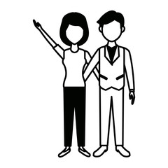 couple standing man and woman together people vector illustration