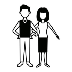 couple standing man and woman together people vector illustration