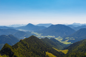 Valley with City of Ruhpolding in the Alps, Bavaria, Germany, summer day, view from Mt. Hochfelln