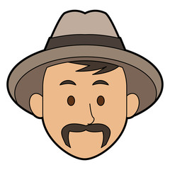 man character face avatar male on white background vector illustration