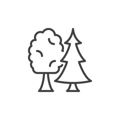 Trees line icon, outline vector sign, linear style pictogram isolated on white. Forest symbol, logo illustration. Editable stroke. Pixel perfect vector graphics
