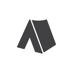 Camping tent house icon vector, filled flat sign, solid pictogram isolated on white. Symbol, logo illustration. Pixel perfect vector graphics