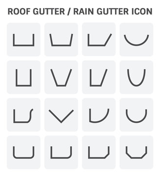 Roof gutter for drainage system vector icon set design.