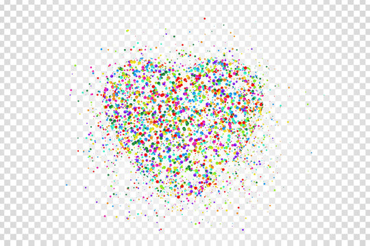 Vector realistic isolated confetti heart on the transparent background for decoration and covering. Concept of happy birthday, party and holidays.