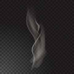 Delicate cigarette smoke waves on transparent background