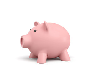 3d rendering of a pink ceramic piggy bank isolated on white background.