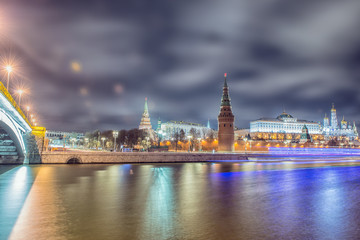 Obraz premium Stunning night view of Kremlin in the winter, Moscow, Russia