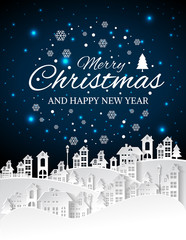 Fototapeta premium Christmas and New Years background with Christmas village Landscape