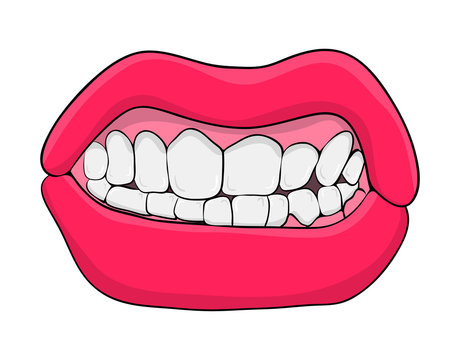lips with teeth cartoon vector symbol icon design. Beautiful illustration isolated on white background