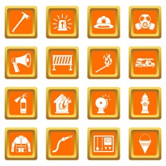 Fireman tools icons set orange