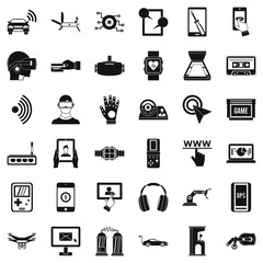 Screen adjustment icons set, simple style