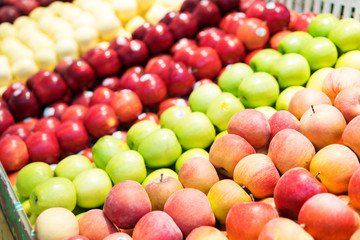 Counter with fruit in supermarket
