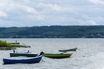Fototapeta na wymiar boat at the lake background for graphic designers