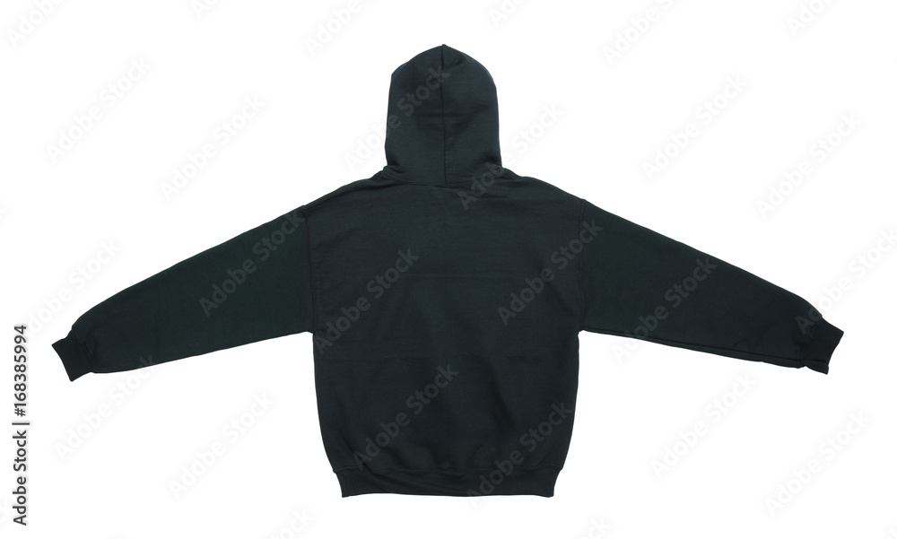 Wall mural spread out blank hoodie sweatshirt color black back view on white background - Wall murals