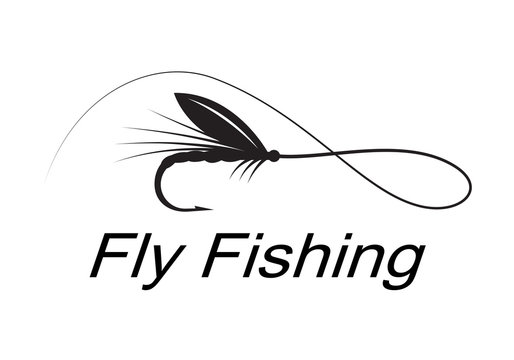graphic fly fishing, vector