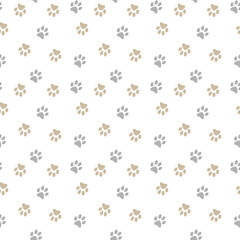 Vector seamless pattern with cat footprints. Can be used for wallpaper, web page background, surface textures.