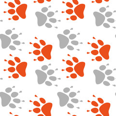 Vector seamless pattern with dog footprints. Can be used for wallpaper, web page background, surface textures.