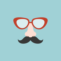 nose mustache glasses vector illustration, flat design