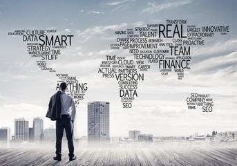 Motivation and inspiration concept with modern cityscape and bus