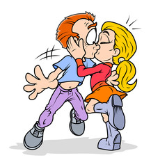 Cartoon Couple Kissing