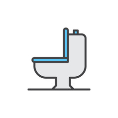 Toilet bowl filled outline icon, line vector sign, linear colorful pictogram isolated on white. Symbol, logo illustration. Pixel perfect vector graphics