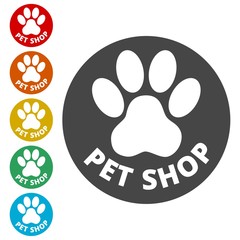 Pet store or shop icons set - Illustration 