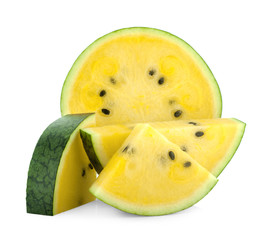 yellow watermelon with yellow pulp isolated on the white background
