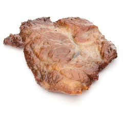 Cooked fried pork meat isolated on white background cutout