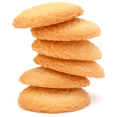 stacked short pastry cookies isolated on white background