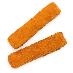 Crispy Fish fingers isolated on white background