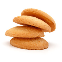 stacked short pastry cookies isolated on white background