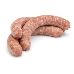 Raw sausage isolated on white background