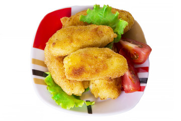 Croquettes on the plate isolated on white