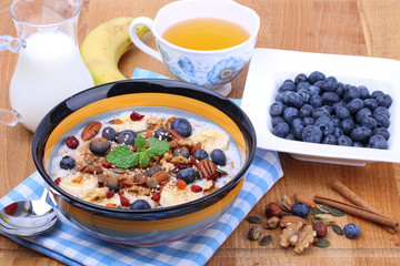 Banana & Blueberry Porridge with Nuts