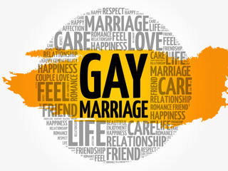 Gay marriage circle word cloud collage concept