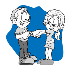 Romantic Cartoon Couple Vector Drawing