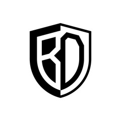 Initial two letter logo shield vector black