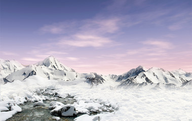 Mountain landscape with snow