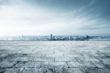Fototapeta premium cityscape and skyline of chongqing in cloud sky on view from empty floor