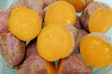 Close Up Delicious Fresh Streamed Sweet Potatoes