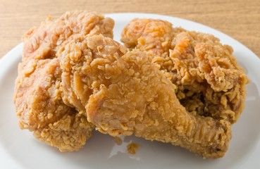 Plate of Delicious Crispy Deep Fried Chicken