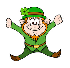 Happy Funny Leprechaun Jumping
