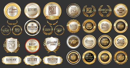 Luxury gold and silver design badges and labels collection  - obrazy, fototapety, plakaty