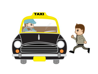 Businessman Running for Taxi Indian Vector